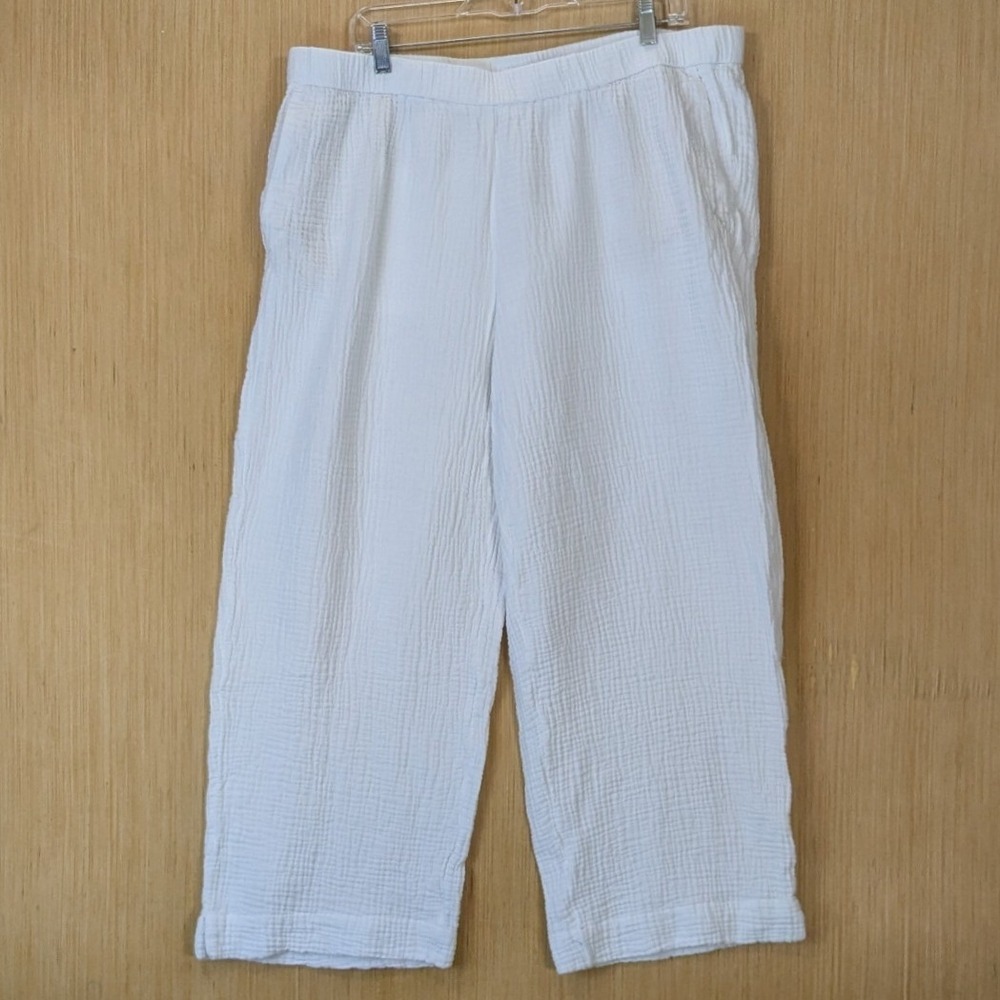 J. Jill Pure Jill Minimalist Coastal Wide Leg Pants Size XL White Cotton Gauze